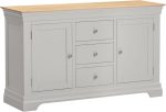 BORDEAUX 2 DOOR 3 DRAWER SIDEBOARD - PEBBLE GREY/OAK - Image 4