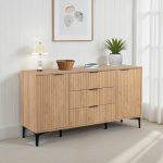 MIAMI 2 DOOR 3 DRAWER SIDEBOARD - OAK EFFECT/BLACK