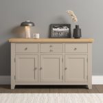 WINDSOR 3 DOOR 3 DRAWER SIDEBOARD - PUTTY/OAK