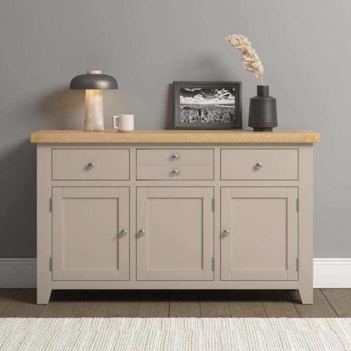 400-405-062 WINDSOR 3 DOOR 3 DRAWER SIDEBOARD - PUTTY/OAK - Image 1
