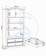 CORONA 2 DOOR 2 DRAWER GLASS DISPLAY UNIT - DISTRESSED WAXED PINE/GLASS - Image 3