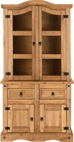 CORONA 3' BUFFET HUTCH - DISTRESSED WAXED PINE/GLASS - Image 2