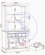 CORONA 3' BUFFET HUTCH - DISTRESSED WAXED PINE/GLASS - Image 4