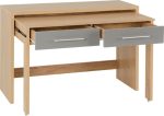 SEVILLE 2 DRAWER SLIDER DESK - GREY GLOSS/LIGHT OAK EFFECT VENEER - Image 3