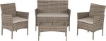 WILLOW 3PC GARDEN SET - GREY RATTAN/GREY FABRIC/BLACK GLASS - Image 6