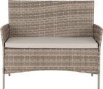 WILLOW 3PC GARDEN SET - GREY RATTAN/GREY FABRIC/BLACK GLASS - Image 7