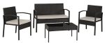 CEDAR 4PC GARDEN SET - BLACK RATTAN/GREY FABRIC/BLACK GLASS - Image 2