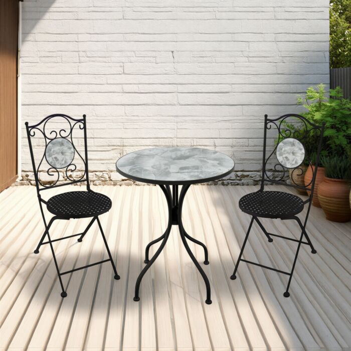 700-701-006_1 FERNE PATIO DINING SET - BLACK/GREY LEAF - Image 1